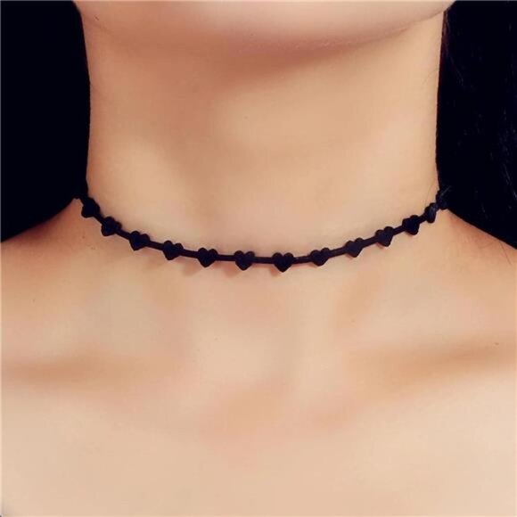 Black Necklaces for Women, Adjustable Layered Velvet Leather Lace - Picture 6 of 7